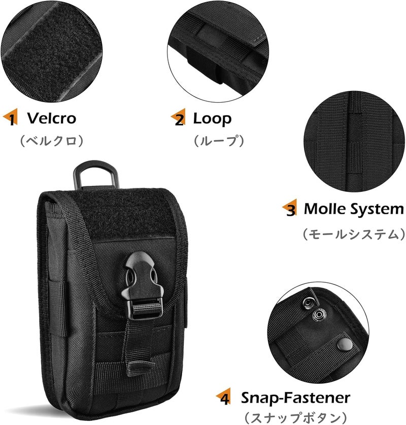 TRIWONDER Tactical Phone Pouch Molle, Smartphone Holster Bag EDC Utility Cellphone Lock Card Holder Organizer Fit for Waist Belt Case - Image 4